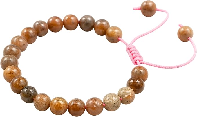 Amazing Gemstone Original Sunstone Bracelet for Women Men's Gifts - Protection Healing Crystal Bracelet - 8mm Beaded Adjustable Bracelet Pulseras para Hombres Mujer Stocking Stuffers