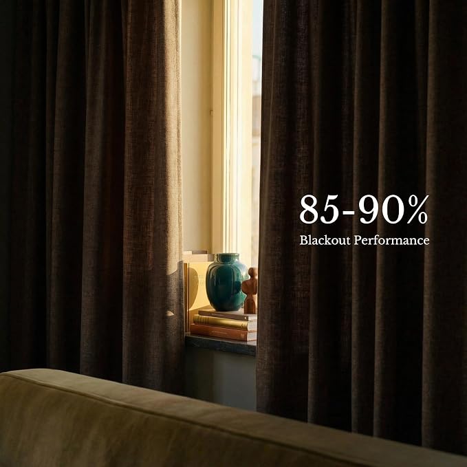 NICETOWN Heavy Duty Linen Pinch Pleated Curtains - Hazelnut Brown, 40"x 84" - Privacy Assured Linen Blend Blackout Drapes for Earthy Tone Studio & Bedroom, Modern Home Decor (2 Panels)