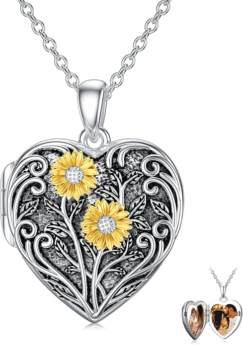 TOUPOP Heart Locket Necklace 925 Sterling Silver Love Locket that Holds Pictures Gifts for Women Her