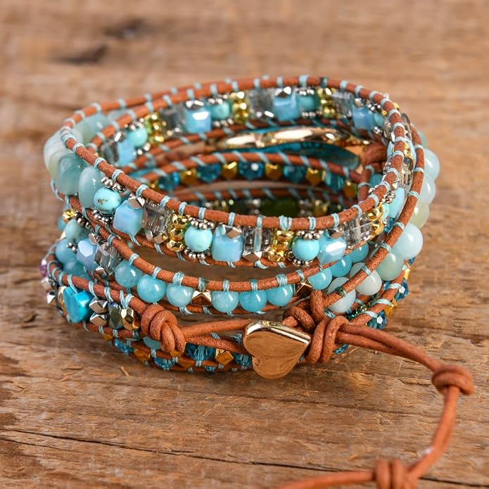 YGLINE Natural Stone Bracelet 3 Wraps Bracelet Handmade Boho Bracelet for Women Bracelet
