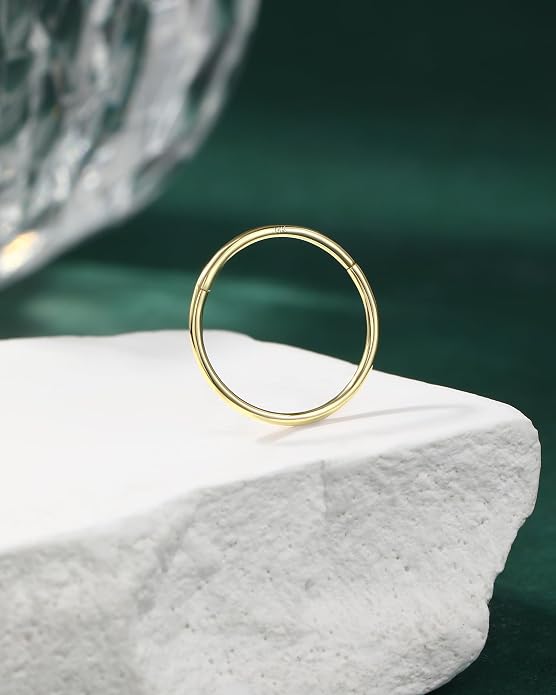 COCHARM 14K Solid Gold 18g/16g Nose Rings 16G Septum Rings Yellow Gold Tragus Helix Cartilage Conch Earring Hoops 18 Gauge Piercing Hoop