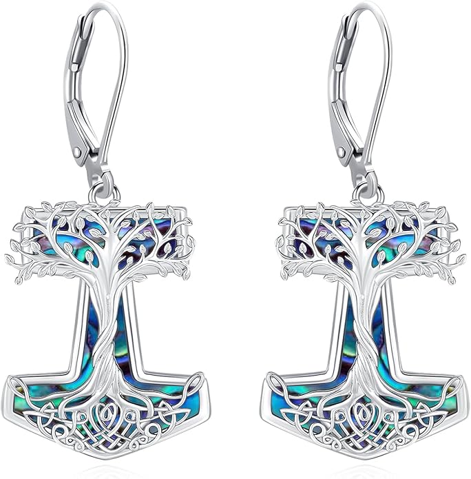 Eusense Sterling Silver Dangle Earrings for Women Tree of Life Animals Moonstone Turquoise Leverback Earrings Jewelry Gifts