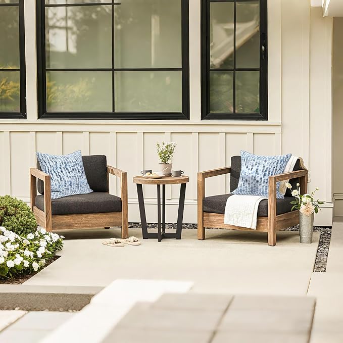 LVTXIII Set of 2 Patio Throw Pillows Waterproof 18"x18" Fade Resistant Outdoor Throw Pillows with Inserts, Fluffy Decorative Garden Toss Pillow Cushions for Home Patio Coach Sofa Use, Pebble Blue