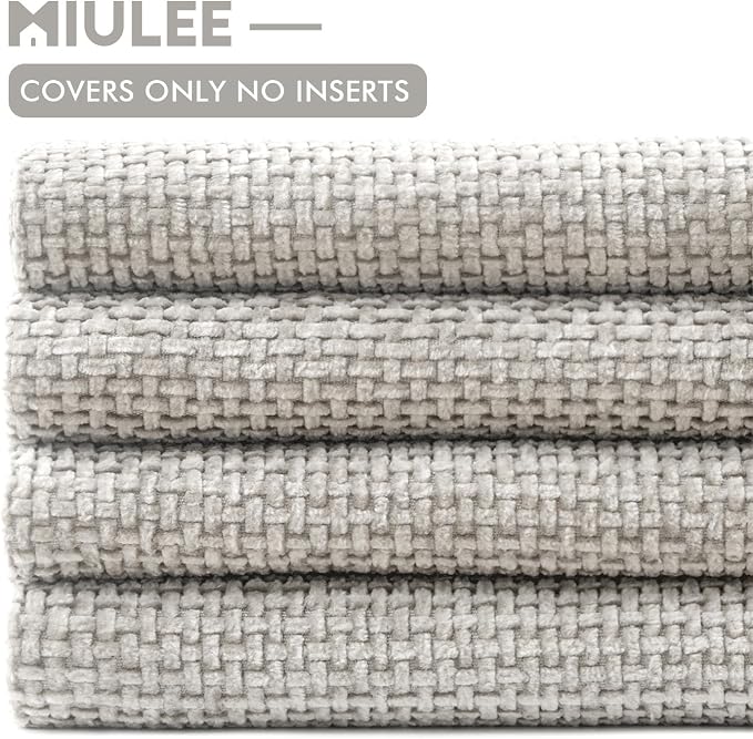 MIULEE Pack of 4 Couch Throw Pillow Covers 18x18 Inch Light Gray Soft Decorative Polyester Pillow Covers Farmhouse Accent Cushion Covers for Boho Spring Home Decor Sofa Bedroom Living Room
