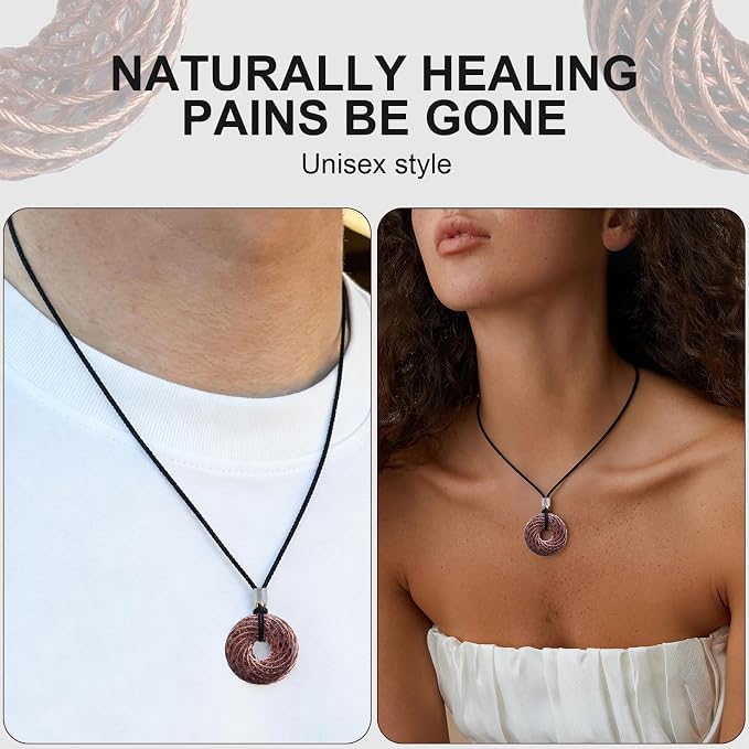 Tensor Rings Copper Pendant 1.6INCH Double Vortex Spiral Inlaid Crystal Orgonite Necklace,Chakra&Energy Balance,Meditation Accessories, Handmade Healing Crystals Stones (7 Chakra, Small)