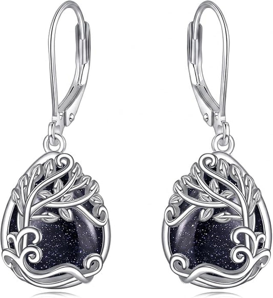 Teardrop Tree of Life/Filigree Earrings for Women Dangle Leverback Earrings Jewelry Gift Anniversary For Her