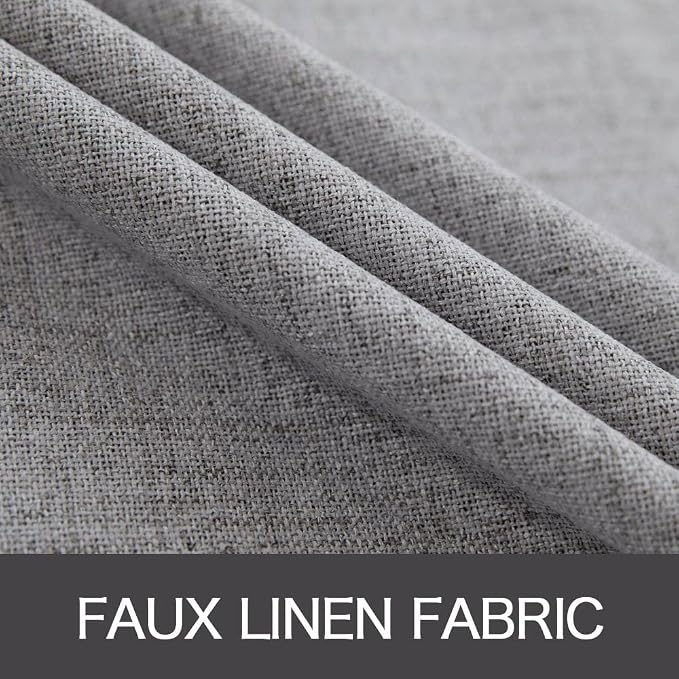 MIULEE Linen Texture Curtains for Bedroom Solid 100% Blackout Thermal Insulated Grey Curtains Grommet Room Darkening Drapes Luxury Decor for Living Room 52x63 Inch (2 Panels)