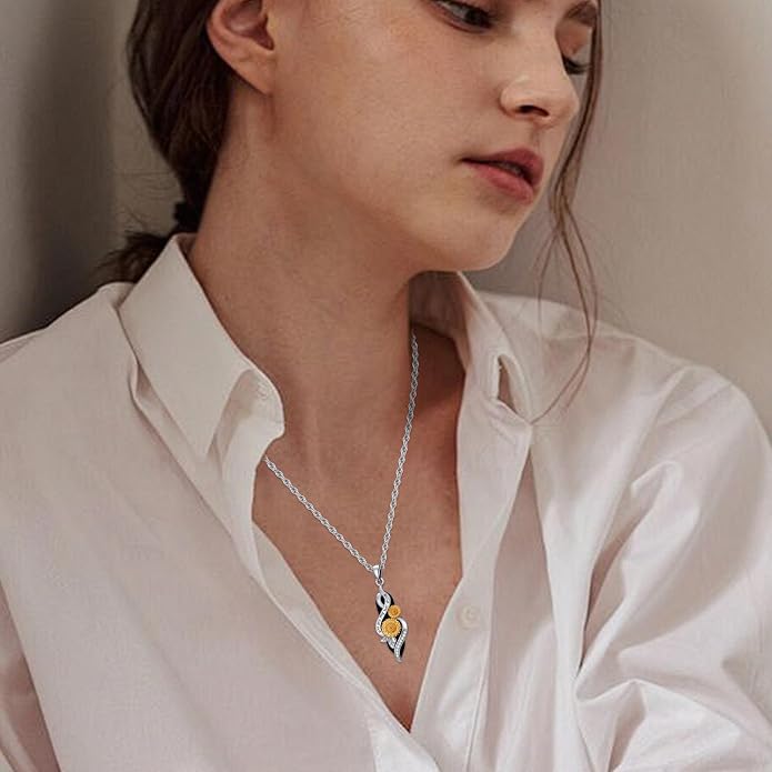Crystal Necklace 925 Sterling Silver Rose/Sunflower Necklace for Women Jewelry Gifts for Women