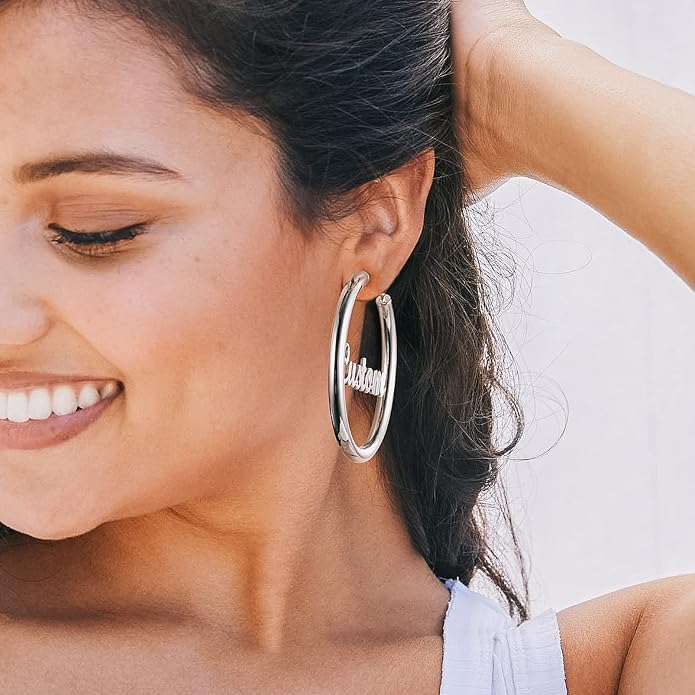 Stainless Steel Chunky Hoop Earrings For Women, Minimalist and Chic, Black/Gold Plated, Round Hoops Earrings Hypoallergenic, Size: 30mm/40mm/60mm/80mm, Come with Box