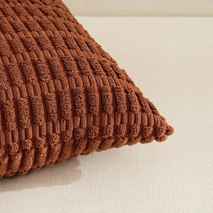 Fancy Homi 4 Packs Decorative Throw Pillow Covers for Living Room Couch Bed, Modern Farmhouse Boho Home Décor Accent Cushion Case, 26" x 26", Rust