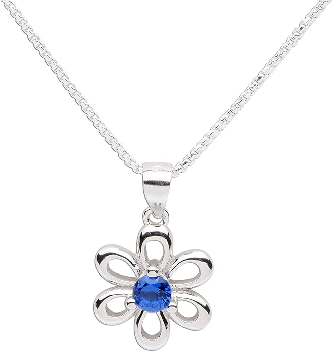 Cherished Moments .925 Sterling Silver Daisy Simulated Birthstone Necklace