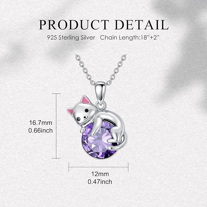 PELOVNY Teddy Bear Necklace for Women 925 Sterling Silver Bear/Highland Cow/Fox/Cat/Axolotl Birthstone Necklace Christmas Birthday Jewelry Gifts for Mom Daughter Wife Sister
