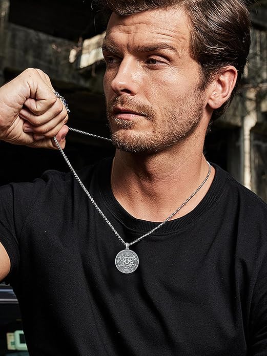 Viking Necklace for Men 925 Sterling Silver Viking Wolf/Thors Hammer/Vegvisir/Tree of Life/Compass Pendant Norse Necklace Amulet Talisman Christmas Gifts for Him Her