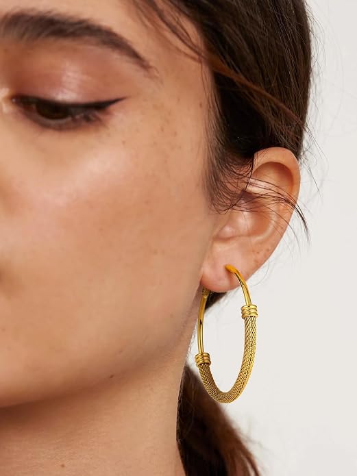 PROSTEEL 30/40/60/80/100mm Chunky Hoop Earrings For Women Gold Plated/Black Stainless Steel Hoops Earrings Statement Jewelry