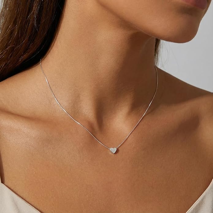 SLUYNZ Genuine 925 Sterling Silver Tiny Love Heart Pendant Necklace for Women Simple Sweet Heart Choker Necklace
