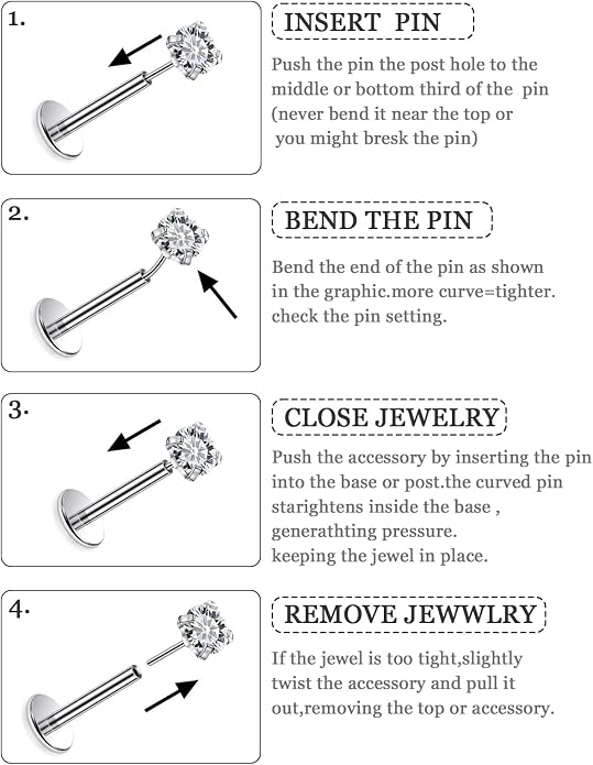 14K Gold Filled 20G 18G 16G Threadless Flat Back Earrings Studs Surgical Stainless Steel Opal CZ Push In Nose Rings Studs Tragus Helix Conch Cartilage Earrings Piercing Jewelry For Women Men