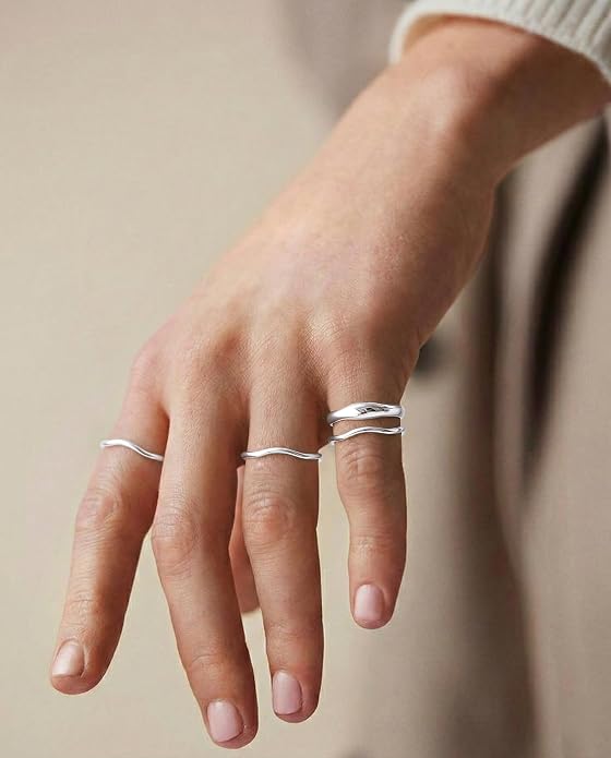 Gold Rings for Women Men Non Tarnish, Waterproof Chunky 14K Gold Plated Dainty Stackable Rings Trendy Statement Pinky Thumb Rings Engagement Eternity Wedding Band Ring Stacking Gold Jewelry Size 3 4 5 6 7 8 9 10 11