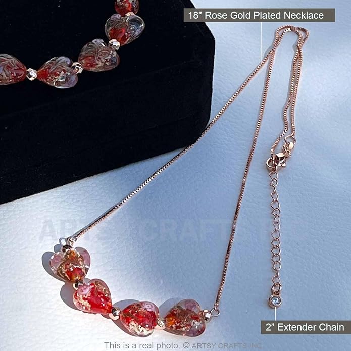 ARTSY Crafts Glow in the Dark Heart Shaped Glass Bead Bracelets & Necklaces, Handmade in USA