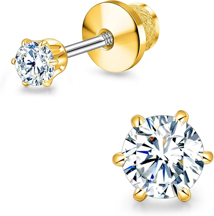 Limerencia Moissanite Stud Earrings G23 Titanium Hypoallergenic Screw Back Moissanite Earrings D Color VVS1 Clarity Jewelry Gifts for Women Men 0.2CT-1.6CT