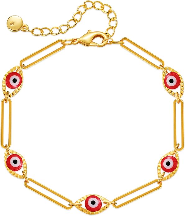 Lucky Evil Eye Bracelet for Women Family Lucky Charm Blue Red White Clear CZ Cubic Zirconia Spiritual Bracelet Birthday Anniversary