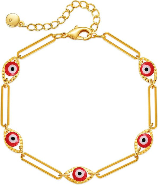 Lucky Evil Eye Bracelet for Women Family Lucky Charm Blue Red White Clear CZ Cubic Zirconia Spiritual Bracelet Birthday Anniversary