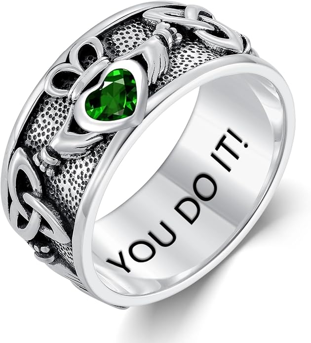 Seiyang Claddagh Ring 925 Sterling Silver Celtic Ring Jewelry Irish Band Gift for Men Women (with Gift Box)