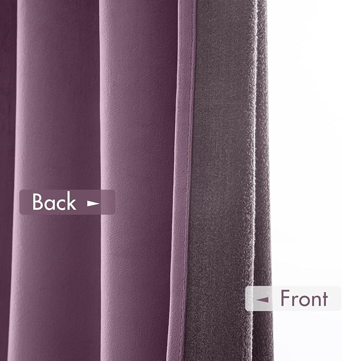 MIULEE Lavender Blackout Velvet Curtains Drapes 90 Inch Long 52"x90" | Luxurious Bedroom Living Room Decor, Room Darkening, Thermal Insulated, Rod Pocket Design, Super Soft Fabric