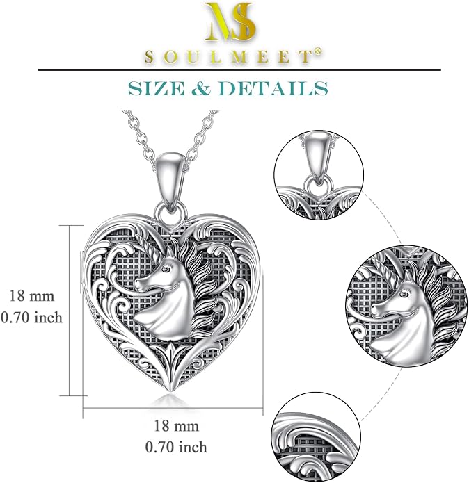 SOULMEET Personalized Silver Locket Necklace That Holds Pictures Photo Keep Someone Near to You, Memorial Custom Lockets Necklaces Letters Engraving for His Her
