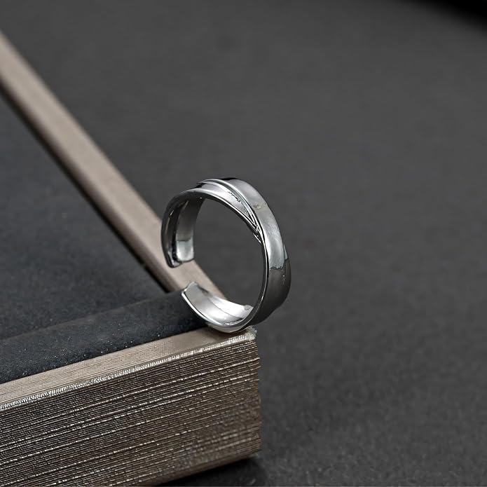 925 Sterling Silver Ring Minimalist Adjustable Rings Band Handmade Rings for Women Girls