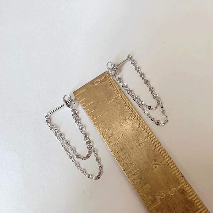 Tassel Earrings for Women Gold Plated Silver Chain Earrings Dainty Minimalist Dangle Drop Studs