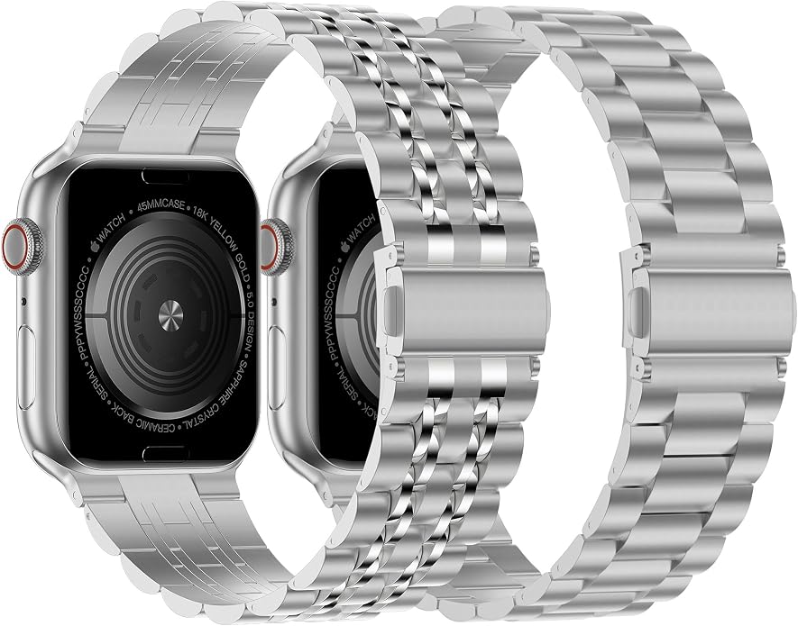 2-Pack Compatible for Apple Watch Band 46mm 42mm Series 11/10, 45mm 41mm Series 9/8/SE 3 Stainless Steel iWatch Ultra 3 Bands Men Women