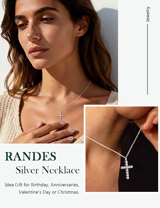 Sterling Silver Cross Necklace for Women Birthstone Religious Jewelry