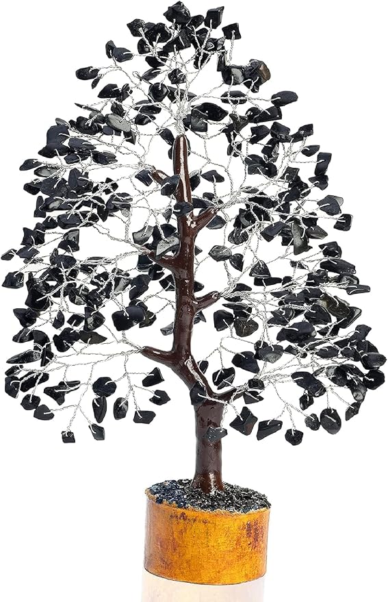 Crocon® Black Tourmaline Crystal Tree of Life Birthday Gifts for Men, Dad, Friend Healing Crystals Spiritual Shelf Crystal Decor Feng Shui Table Decor Gift for Men Housewarming Unique Home Decor