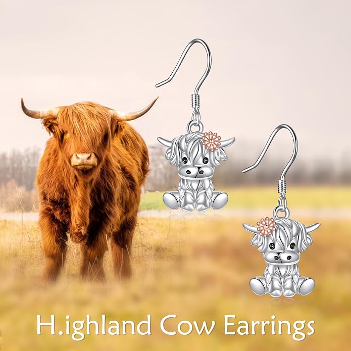 Butterfly/Paw Print/Highland Cow/Cat/Dog/Hummingbird/Dragonfly Earrings 925 Sterling Silver Animal Hypoallergenic Drop Dangle Earrings Animal Valentine's Day Jewelry for Women