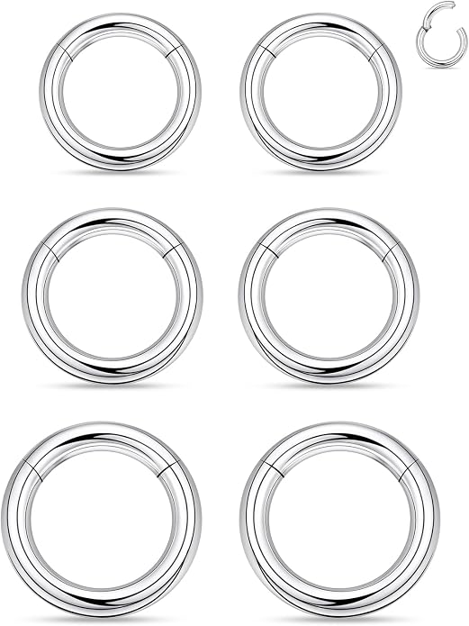20G 18G 16G 14G 12G 10G 8G 6G 4G 2G Nose Rings Hoops 316l Surgical Steel Clicker Septum Lip Ring Tragus Helix Daith Rook Conch Snug Cartilage Lobe Earrings Hoop Piercing Jewelry For Women Men