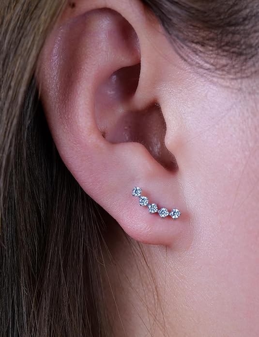 Limerencia 2Pcs 18g Titanium Internally Threaded Tragus Piercing Jewelry Nose Studs Flat Back Earrings Labret, Lip, Helix, Cartilage, Conch, Medusa Piercing for Women Men Sensitive Ears
