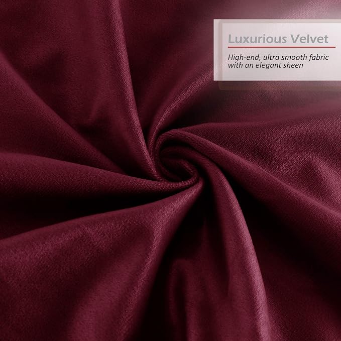 Nestl Throw Pillow Covers, Cozy Velvet Decorative Burgundy Red Pillow Covers 20 x 20 Inches, Soft Solid Couch Pillow Covers for Sofa, Bed and Car, Set of 2