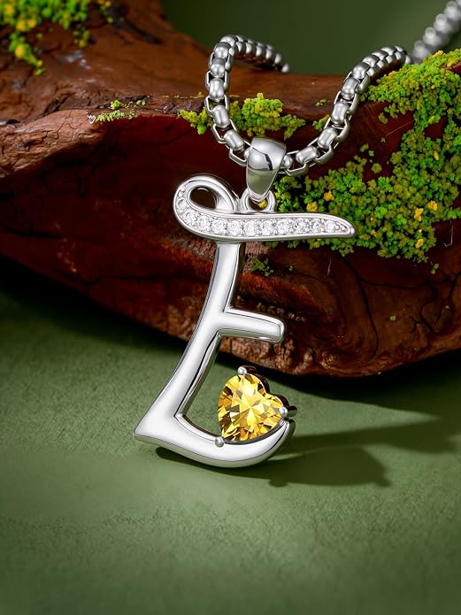 Birthday Gifts for Women Alphabet A to Z Initial Birthstone Pendant Necklaces for Women - 18k White Gold Plated Personalized Name Jewelry Anniversary Graduation Gifts for Wife Her Daughter Girlfriend(with Gift Box)