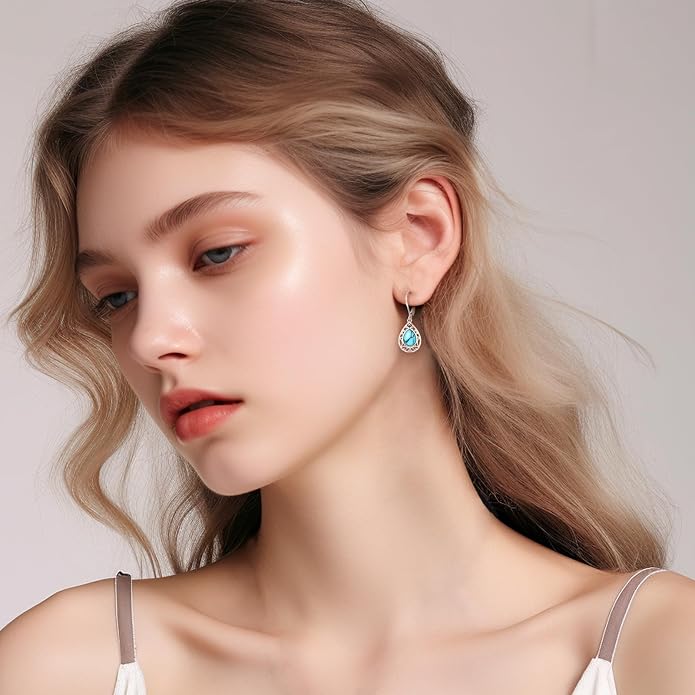 Tree of Life/Cat/Turtle/Butterfly/Flower/Celtic/Turquoise/Moonstone Dangle Earrings for Women Sterling Silver Cute Animals Drop Earrings Jewelry Gifts