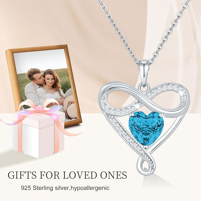 925 Sterling Silver Infinity Necklace - Exquisite Silver Jewelry for Women, Love Heart Necklace for Birthday, Anniversary, Valentine’s Day - Ideal Gift for Girlfriend, Wife, Mom, or Her