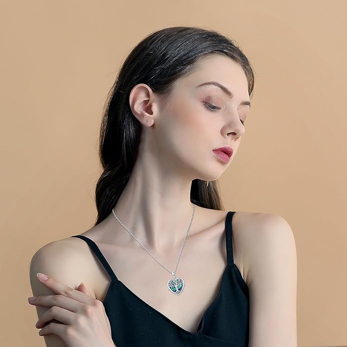 Odinstone Tree of Life Necklace, Sterling Silver Pendant for Women Family Tree Necklaces Jewelry for Mom/Wife/Grandma(With Fine Gift Box)