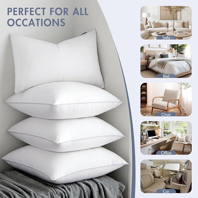 MIULEE 16x16 Pillow Inserts (Set of 4) -Decorative Throw Pillow with 100% Cotton Cover Square for Sofa Couch