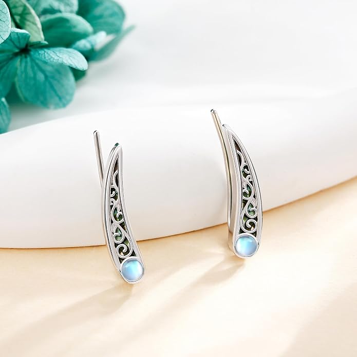 Ear Climbers Earrings for Women Sterling Silver Vintage Ear Crawler Earrings Jewelry Gifts for Women
