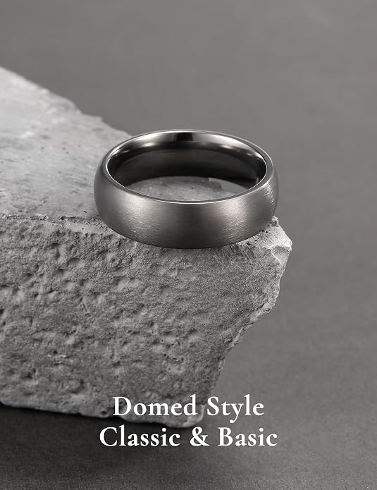 King Will Titanium Wedding Band for Men Women-Sliver/Black/Gold Plated Pure Titanium Wedding Ring, 3-9mm Widths Available Brushed Matte Design Comfort Fit Size 4-16