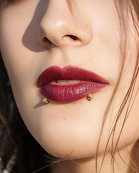 COCHARM 14k Solid Gold 16g Labret Studs Real Yellow Gold Medusa Monroe Madonna Stud Lip Piercing Helix Cartilage Conch Earring Stud