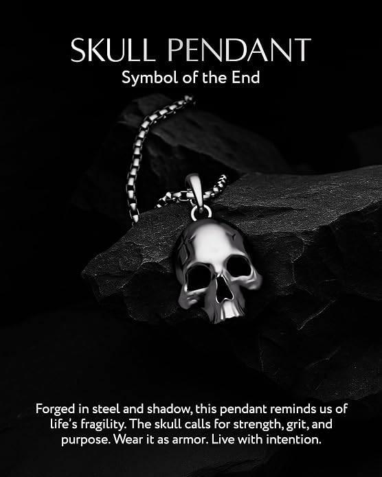 RTZN® Pendant Necklace for Men – Premium Stainless Steel Silver Pendant Necklace with 22" Chain – Waterproof & Non-Tarnish Small Pendants for Men – Bold Symbols of Strength & Legacy