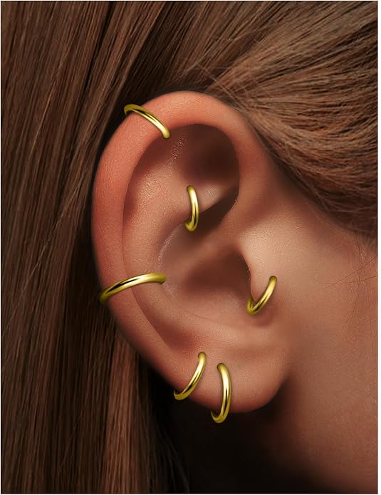 20G 18G 16G 14G 12G 10G 8G 6G Nose Rings Hoops 316l Surgical Steel Clicker Septum Lip Ring Tragus Helix Daith Rook Conch Snug Cartilage Lobe Earrings Hoop Piercing Jewelry For Women Men