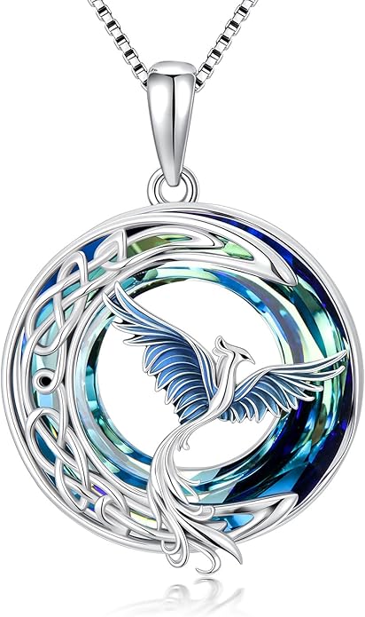 TOUPOP Phoenix Necklace 925 Sterling Silver Crystal Pendant Phoenix Rising Jewelry Women Birthday Mothers Day Gifts for Women