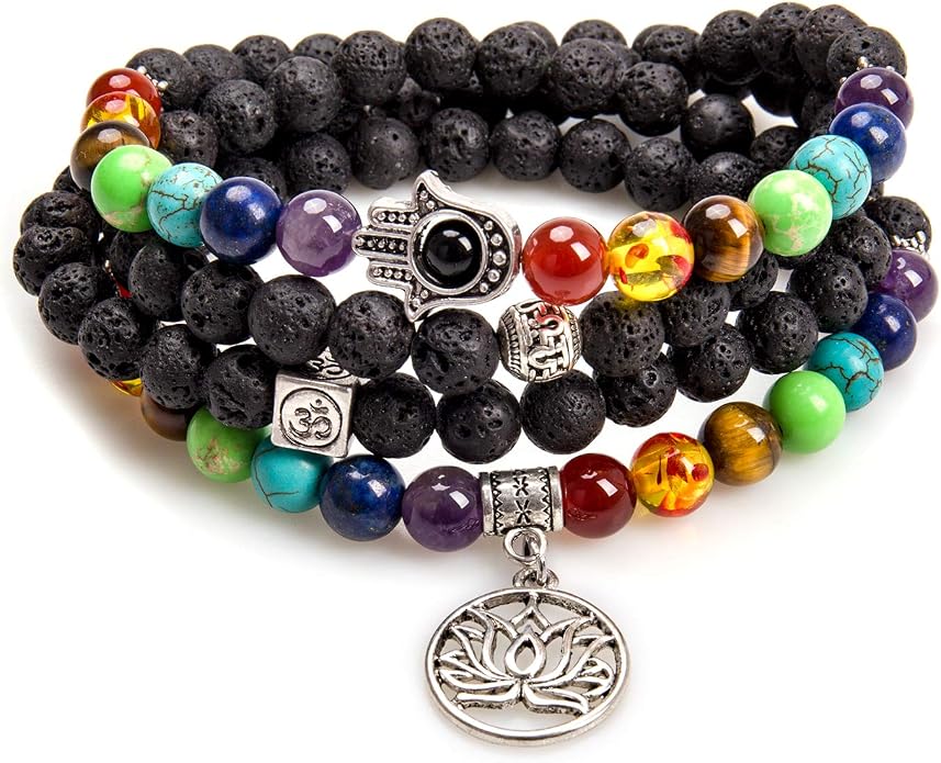108 Mala Beads Necklace 7 Chakra Tree of Life Pendant Prayer Buddha Bracelets Healing Stone Yoga Men Women Jewelry