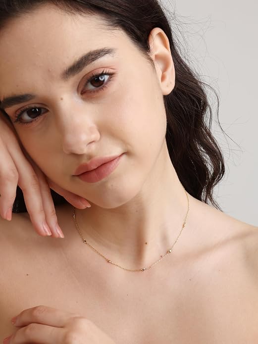 FRUMOS Gold Plated Necklace for Women, Dainty Layered Chain Necklace, Fashion Jewelry for Daily Wear